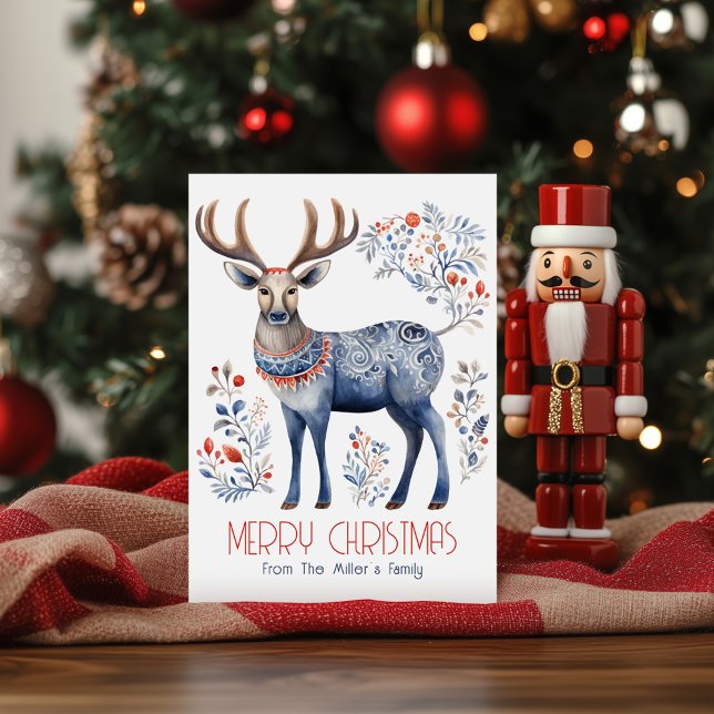 Scandinavian Folk Reindeer Christmas Party Invite (Creator Uploaded)