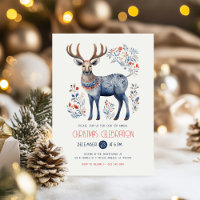 Scandinavian Folk Reindeer Christmas Party Invite