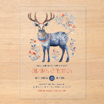 Scandinavian Folk Reindeer Christmas Party Invite