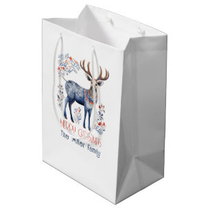 Scandinavian Folk Reindeer Christmas Party Suplies Medium Gift Bag