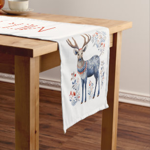 Scandinavian Folk Reindeer Christmas Party Suplies Short Table Runner