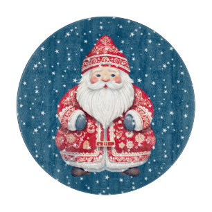 Scandinavian Folk Santa Claus Round Cutting Board