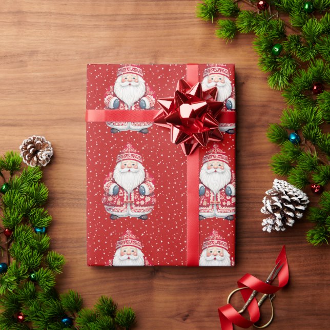 Scandinavian Folk Santa Claus  Wrapping Paper (Holiday Gift)