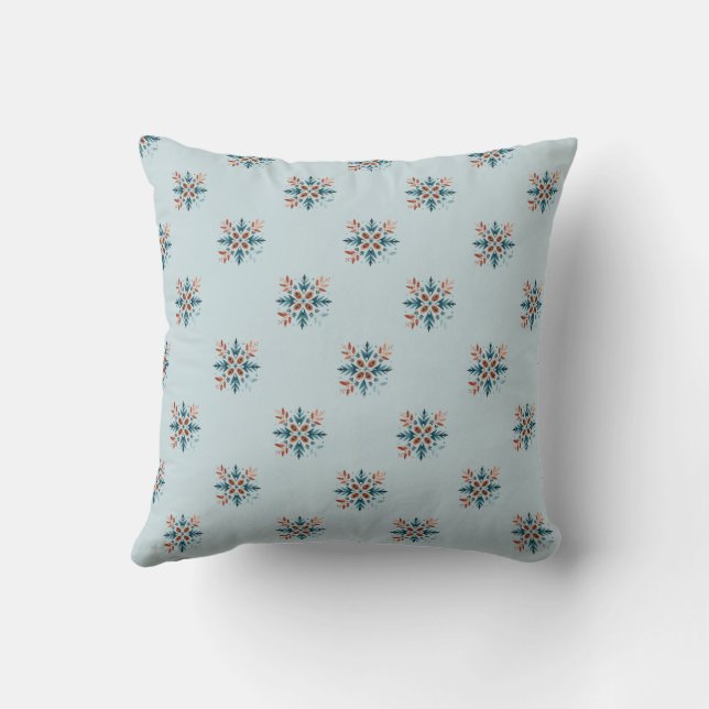 Scandinavian Folk Snowflake Motiv Pattern Cushion (Back)