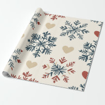 Scandinavian Folk Snowflakes and Hearts Christmas