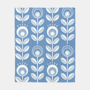 Scandinavian folk style flowers - seamless floral fleece blanket