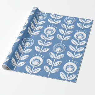 Scandinavian folk style flowers - seamless floral  wrapping paper