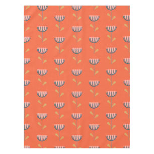 Scandinavian Folk Style Simple Flower in Orange Tablecloth