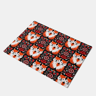 Scandinavian Fox Folk Art Doormat