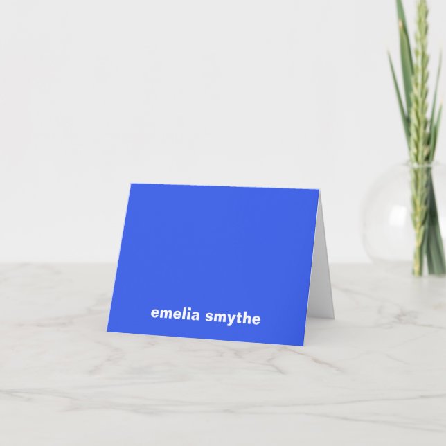 Scandinavian French Blue Minimal Colourful Monogra Note Card (Front)