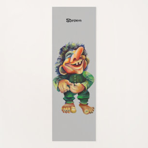 Scandinavian Funny Troll Illustration Watercolor Yoga Mat