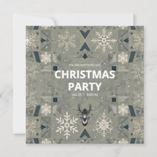Scandinavian Geometric Christmas Party Invitation