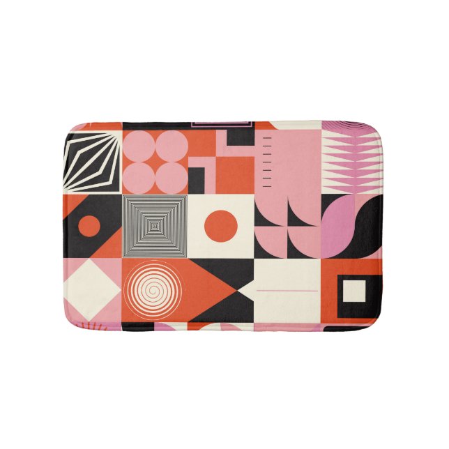 Scandinavian Geometric: Colourful Artwork Pattern Bath Mat (Front)