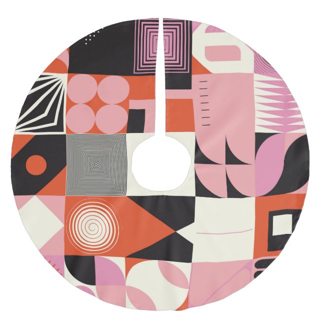 Scandinavian Geometric: Colourful Artwork Pattern Brushed Polyester Tree Skirt (Front)