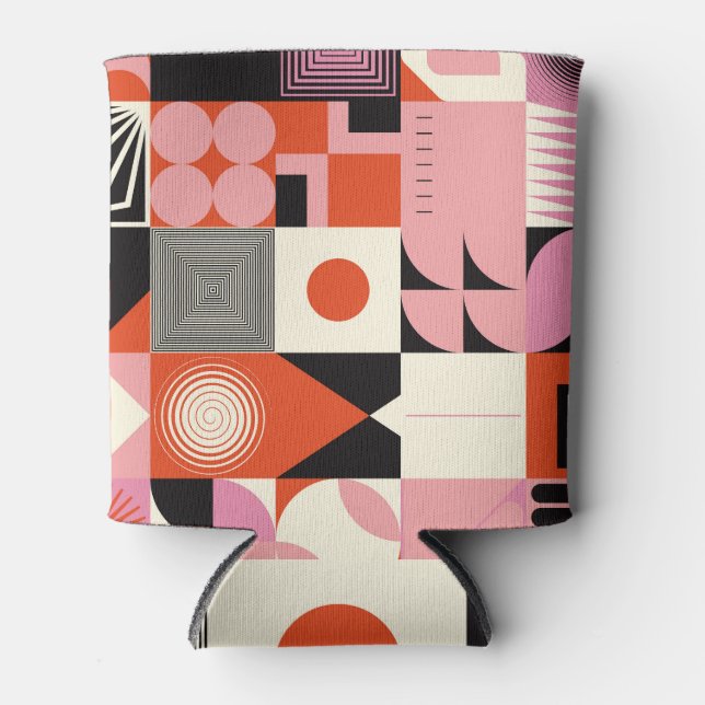 Scandinavian Geometric: Colourful Artwork Pattern Can Cooler (Front)