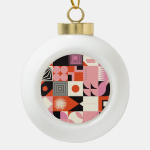 Scandinavian Geometric: Colourful Artwork Pattern Ceramic Ball Christmas Ornament