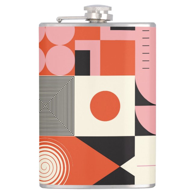 Scandinavian Geometric: Colourful Artwork Pattern Hip Flask (Front)