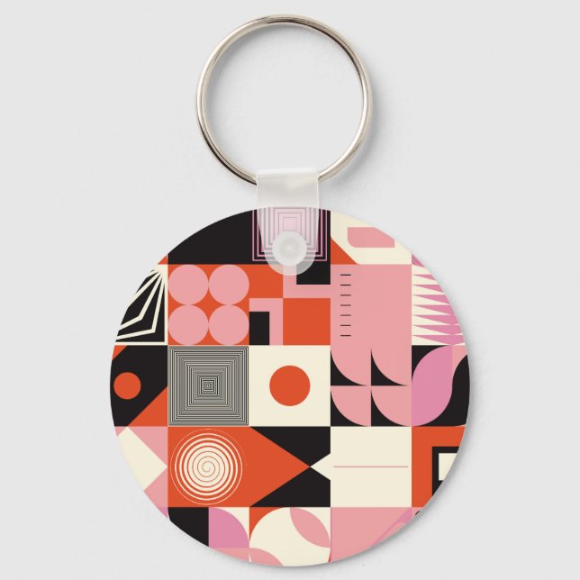 Scandinavian Geometric: Colourful Artwork Pattern Key Ring (Front)