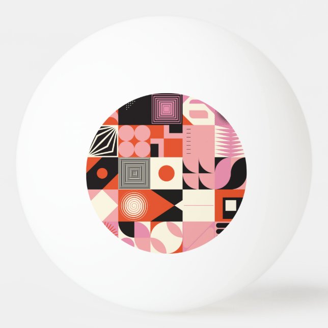 Scandinavian Geometric: Colourful Artwork Pattern Ping Pong Ball (Front)
