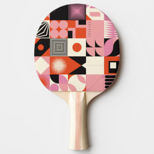 Scandinavian Geometric: Colourful Artwork Pattern Ping Pong Paddle