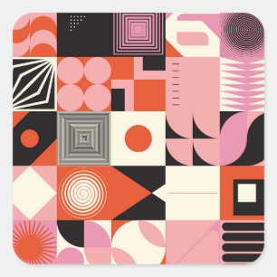 Scandinavian Geometric: Colourful Artwork Pattern Square Sticker