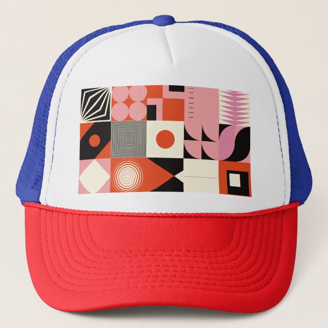 Scandinavian Geometric: Colourful Artwork Pattern Trucker Hat (Front)