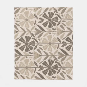 Scandinavian Geometric Floral Motif Fleece Blanket