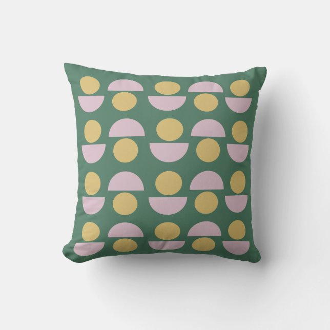 Scandinavian Geometric Floral Pattern in Green Cushion (Front)