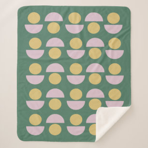 Scandinavian Geometric Floral Pattern in Green Sherpa Blanket