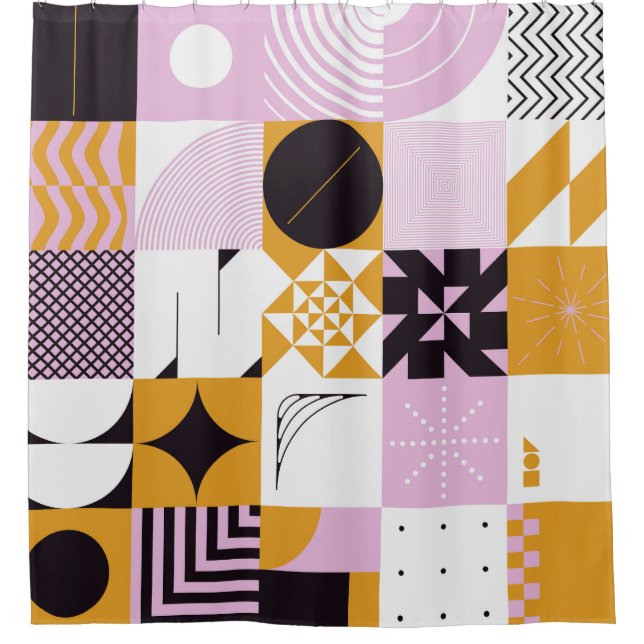 Scandinavian Geometric: Hand-Drawn Artwork. Shower Curtain (Front)