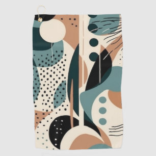 Scandinavian Geometric Navy Teal Terracotta Cream Golf Towel