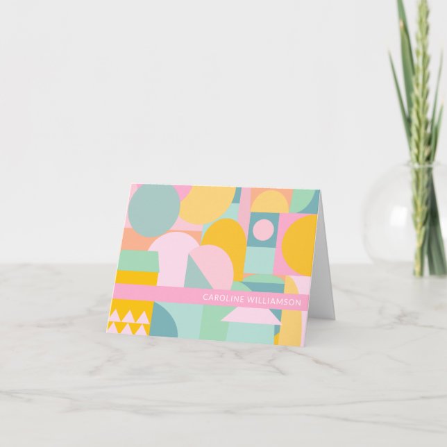 Scandinavian Geometric Shape Collage Personalized Note Card (Front)