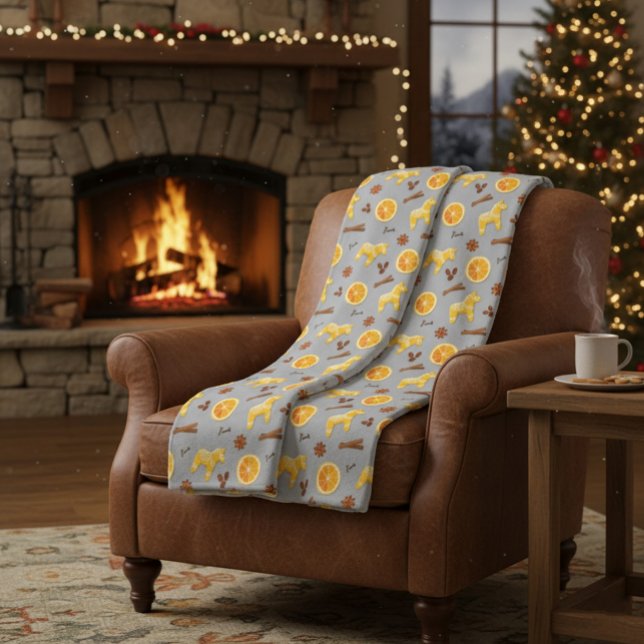 Scandinavian Gingerbread & Citrus Holiday  Fleece Blanket (Creator Uploaded)