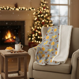 Scandinavian Gingerbread & Citrus Holiday  Sherpa Blanket