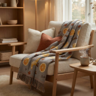 Scandinavian Gingerbread & Citrus Holiday Throw Blanket