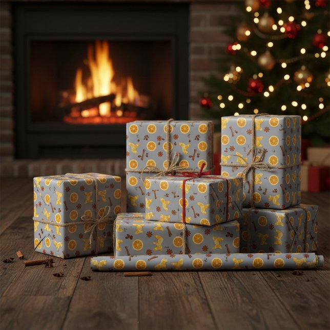 Scandinavian Gingerbread & Citrus Holiday  Wrapping Paper (Creator Uploaded)