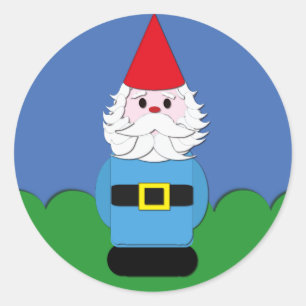 Scandinavian Gnome in the Grass Classic Round Sticker