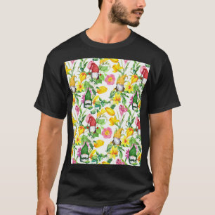 Scandinavian gnomes: spring floral watercolor. T-Shirt