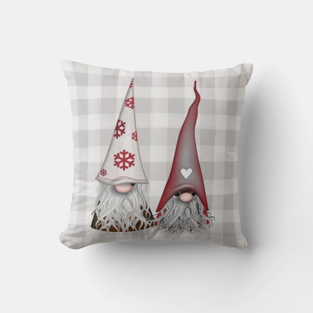 Scandinavian Gnomes Throw Pillow (Front)