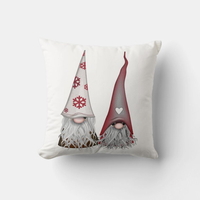 Scandinavian Gnomes Throw Pillow (Front)