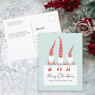 Scandinavian Gnomes Wish You a Merry Christmas Postcard