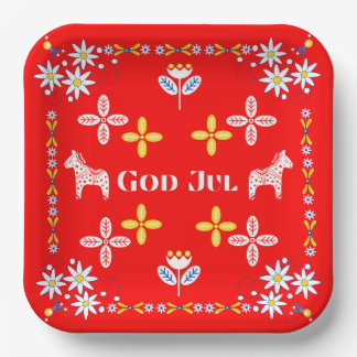 Scandinavian God Jul Christmas Tableware Paper Plate