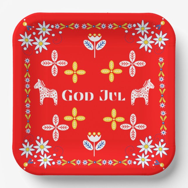 Scandinavian God Jul Christmas Tableware Paper Plate (Front)
