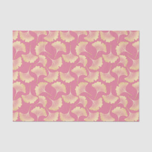 Scandinavian Gold Ginkgo Botanical Pink Pattern Tissue Paper