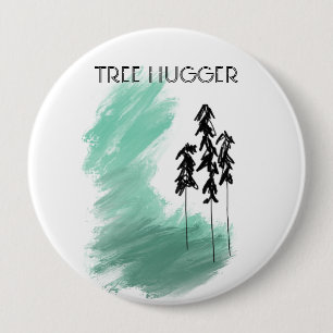 Scandinavian green tree art simple modern mint 10 cm round badge