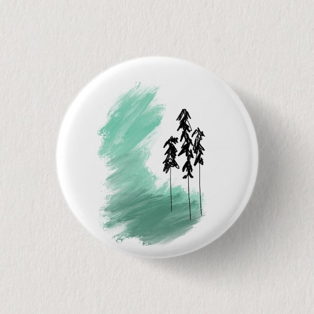 Scandinavian green tree art simple modern mint   3 cm round badge (Front)