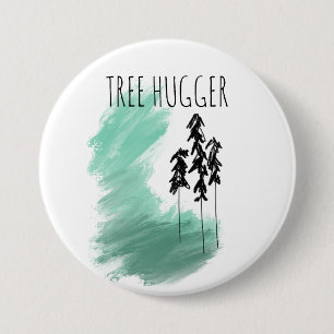 Scandinavian green tree art simple modern mint   7.5 cm round badge