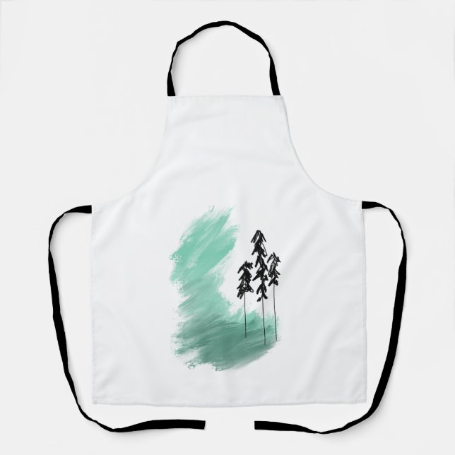 Scandinavian green tree art simple modern mint   apron (Front)
