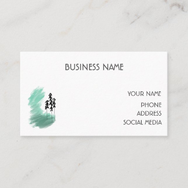 Scandinavian green tree art simple modern mint   business card (Front)