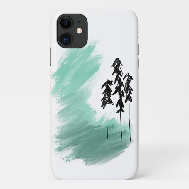 Scandinavian green tree art simple modern mint   Case-Mate iPhone case (Back)